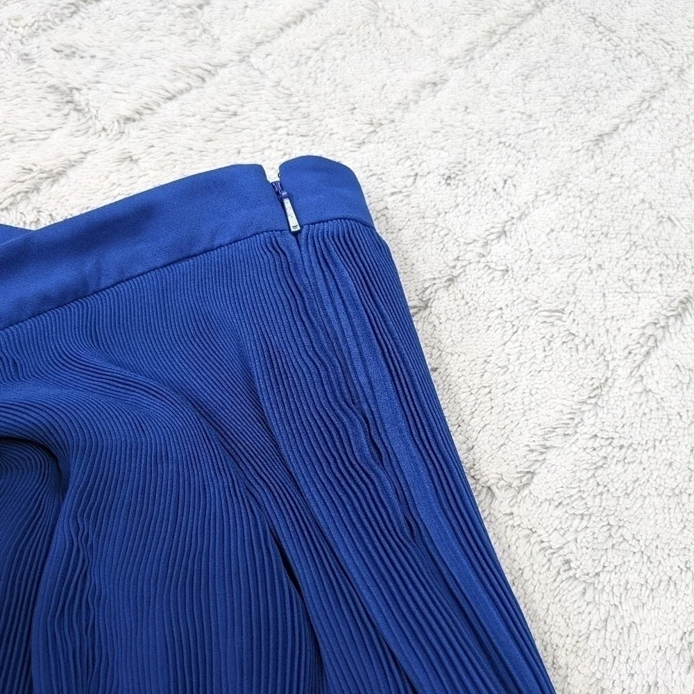 Whistles Skirt Women's 8 Blue Dahlia Pleated Lace Trim Knee Length Side Zip